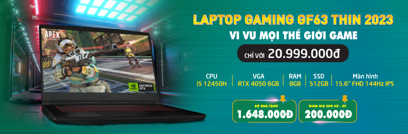Laptop gaming MSI GF63 Thin T8 2023