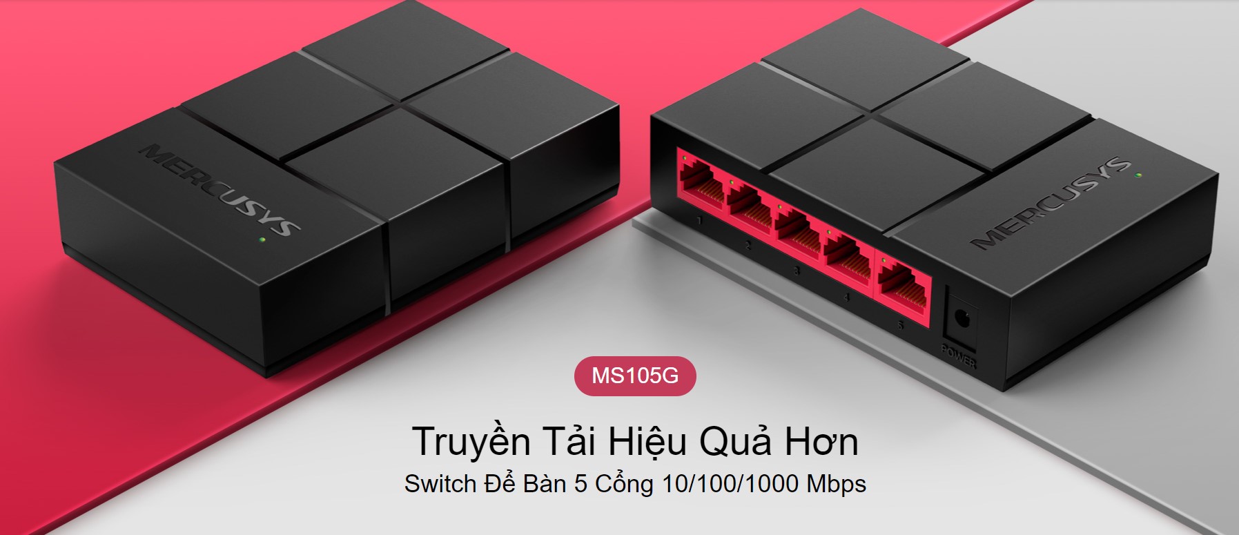 Switch Chia Mạng Mercusys MS105G (5 Cổng 10/100/1000Mbps vỏ nhựa)