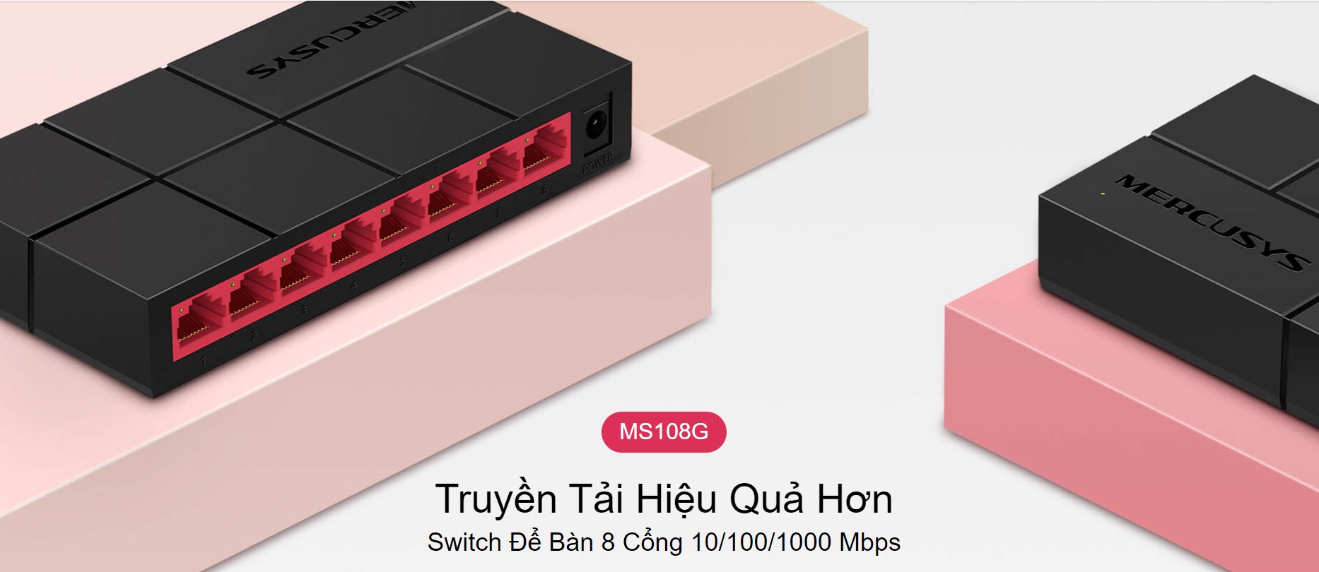 Switch Chia Mạng Mercusys MS108G (8 Cổng 10/100/1000Mbps vỏ nhựa) 