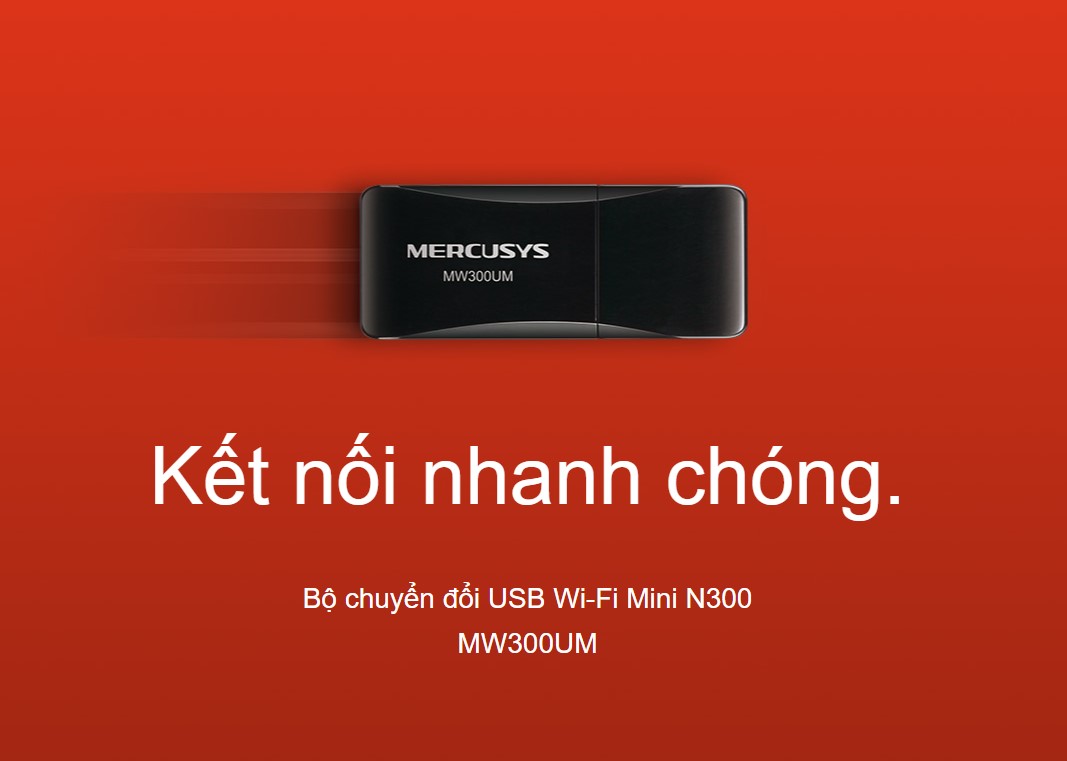 Card mạng không dây USB Mercusys MW300UM Tốc độ N300Mbps