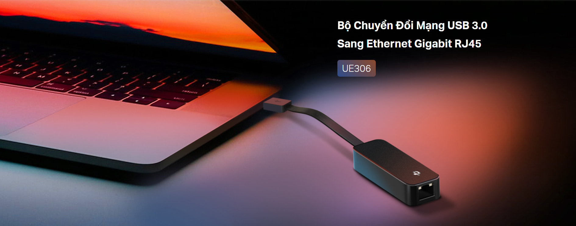 Giắc chuyển đổi từ USB 3.0 sang LAN Gigabit TP-Link UE306 màu đen 
