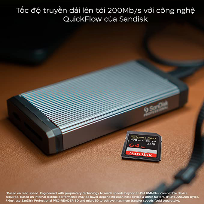 Thẻ nhớ Sandisk 64GB SDHC Extreme Pro,U3 V30, 200MB/s SDSDXXU-064G-GN4IN 