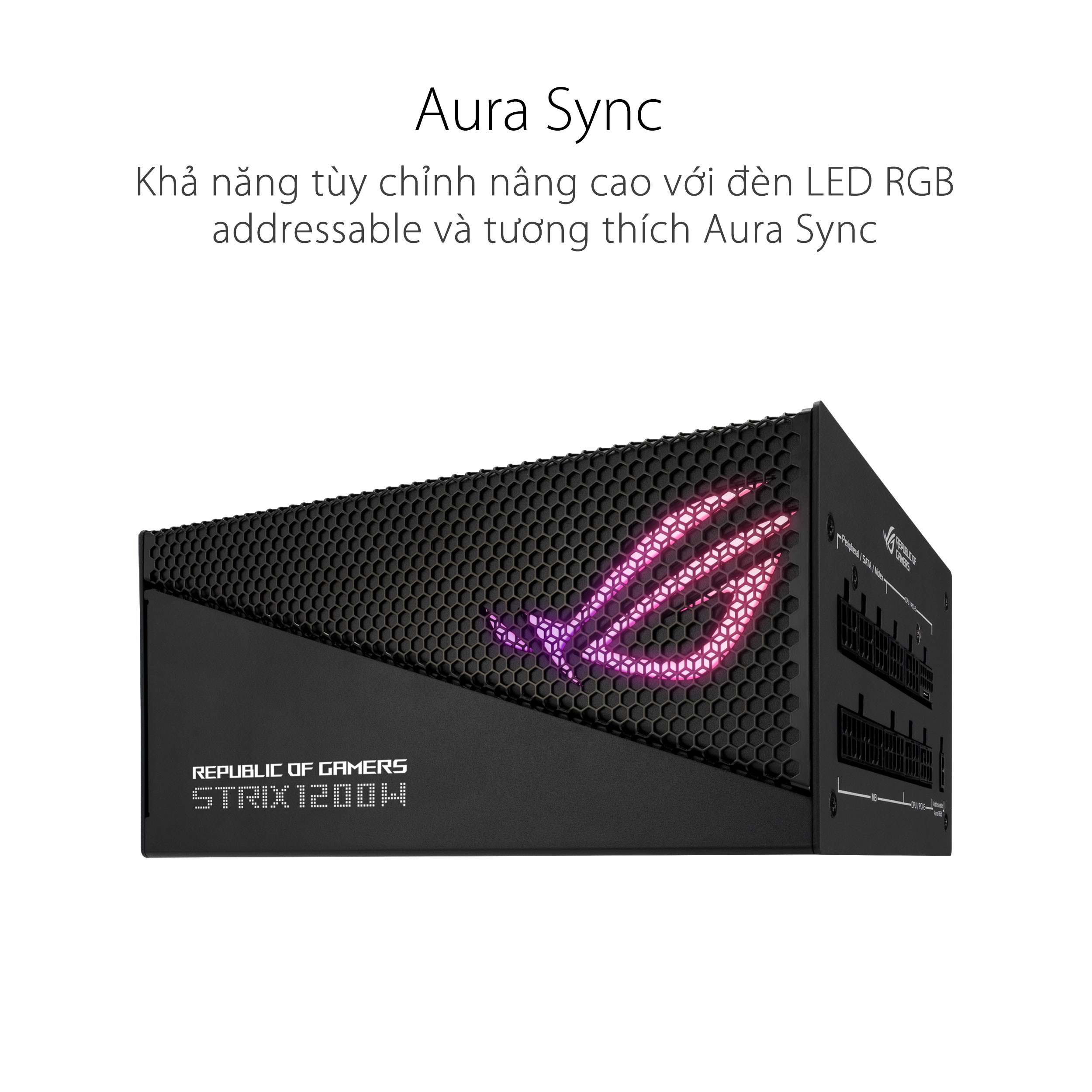 Nguồn ASUS ROG STRIX 1200G Aura Gaming (80+ GOLD/PCI-e 5.0/Full Modular/Màu Đen)