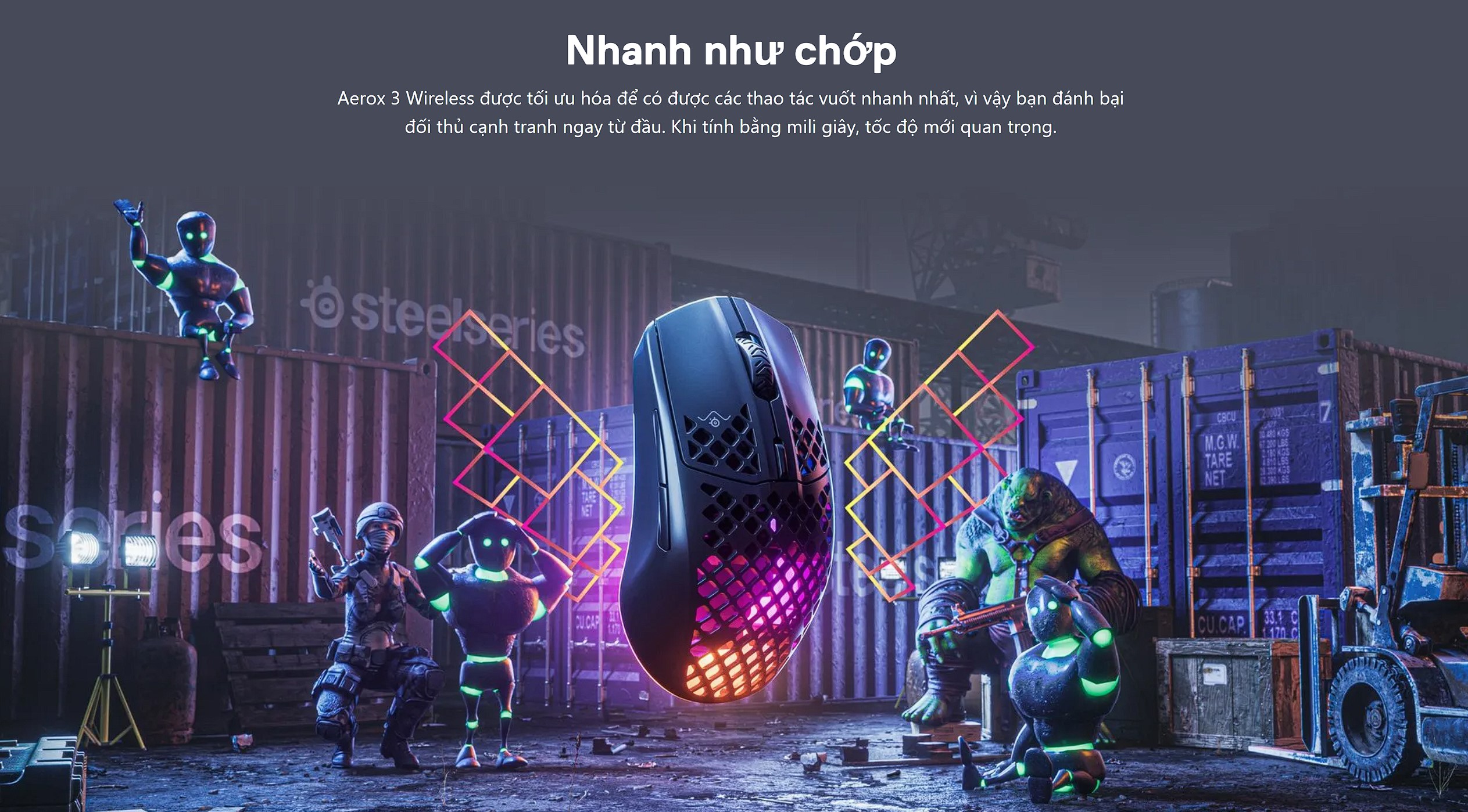 Chuột gaming không dây SteelSeries AEROX 3 WIRELESS 2022 Edition 62612