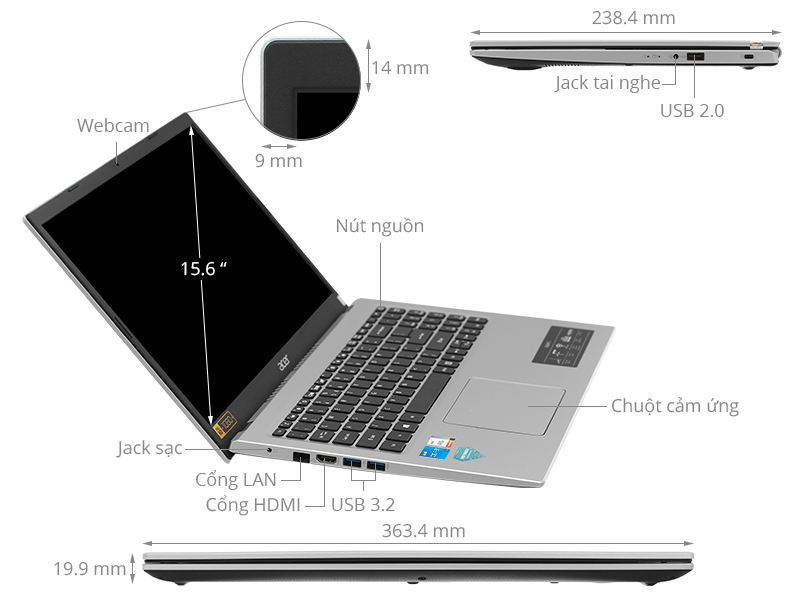 Laptop Acer Aspire 3 A315-58-529V (NX.ADDSV.00N) 