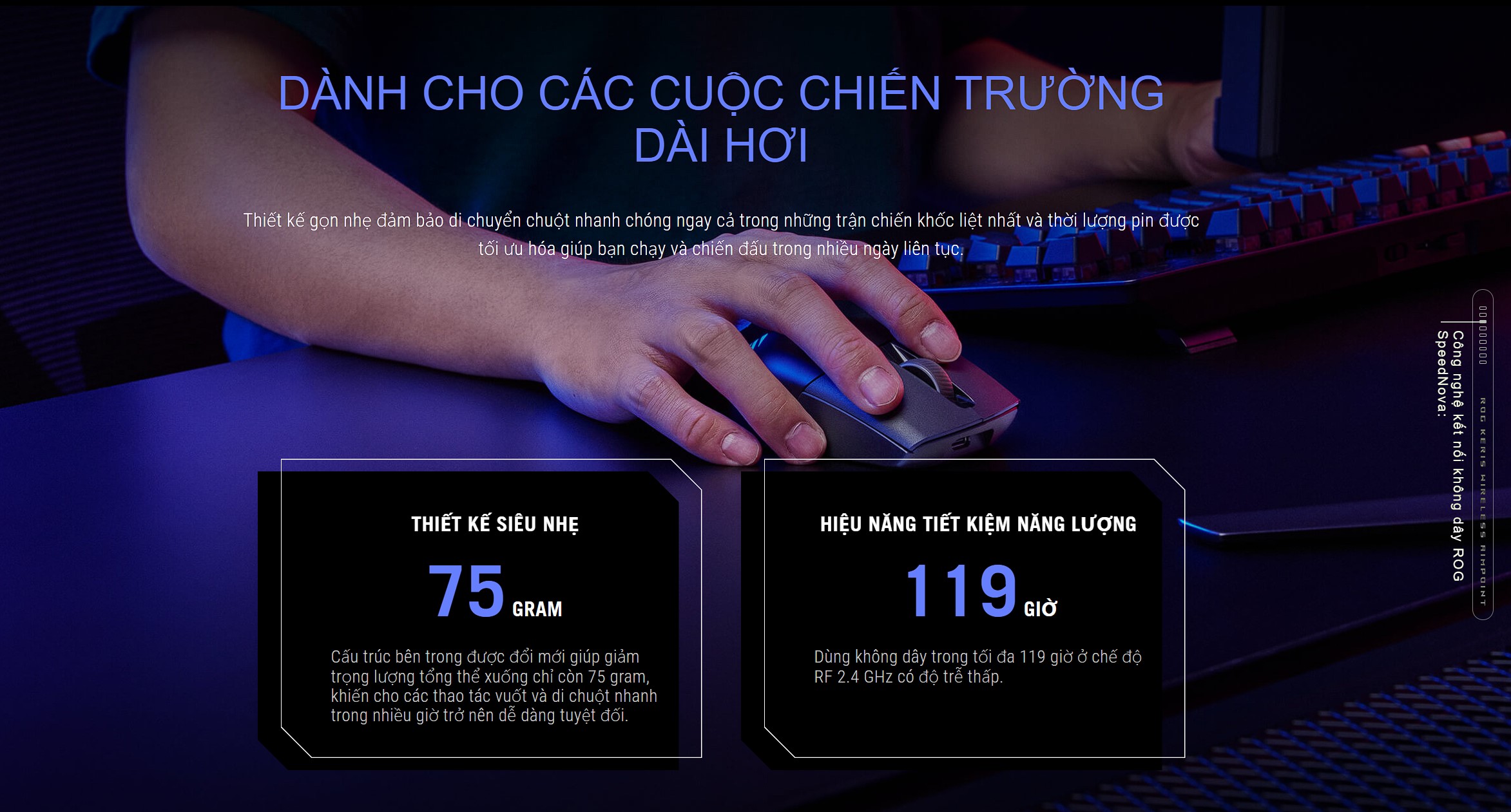 Chuột Gaming không dây ASUS ROG KERIS Wireless AimPoint White 90MP02V0-BMUA10
