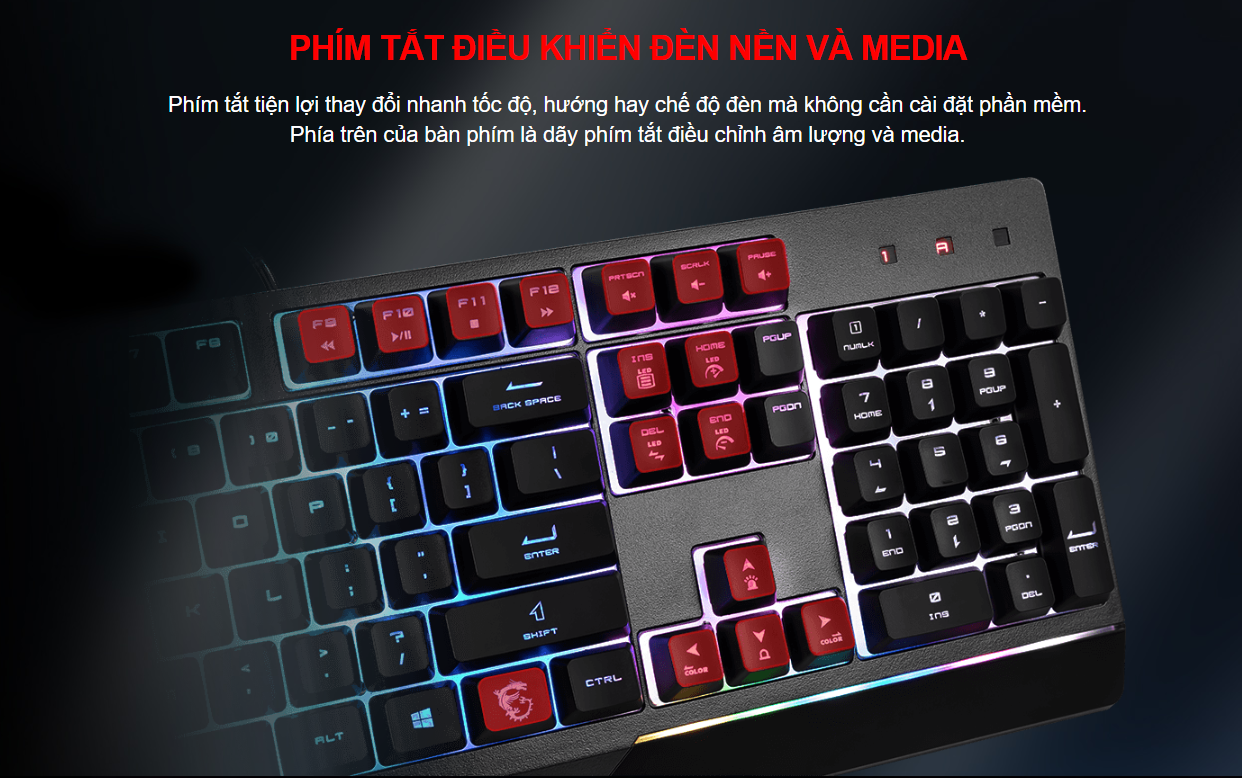 Bộ Bàn phím chuột game MSI Vigor GK30 đen (USB/RGB/Giả cơ) 4