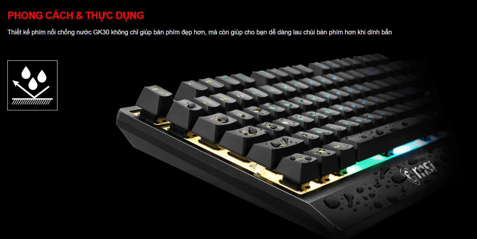 Bộ Bàn phím chuột game MSI Vigor GK30 đen (USB/RGB/Giả cơ) 6