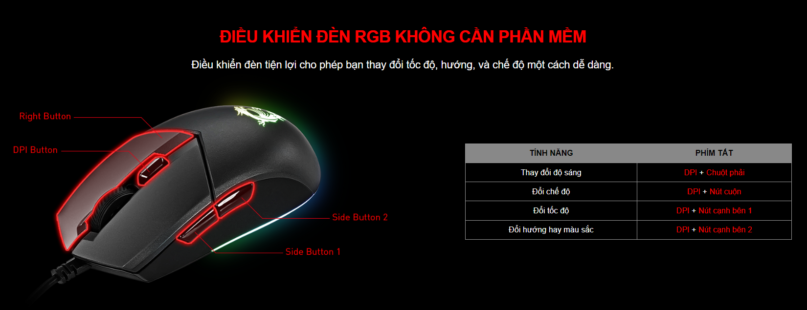 Bộ Bàn phím chuột game MSI Vigor GK30 đen (USB/RGB/Giả cơ) 8