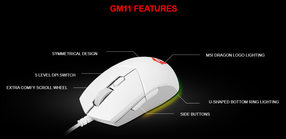 Bộ Bàn phím chuột game MSI Vigor GK30 trắng (USB/RGB/Giả cơ) 10