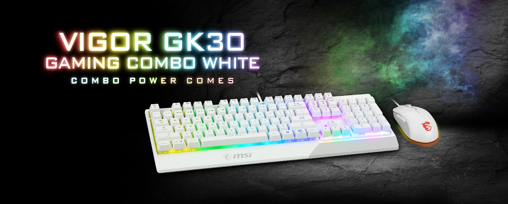 Bộ Bàn phím chuột game MSI Vigor GK30 trắng (USB/RGB/Giả cơ) 1