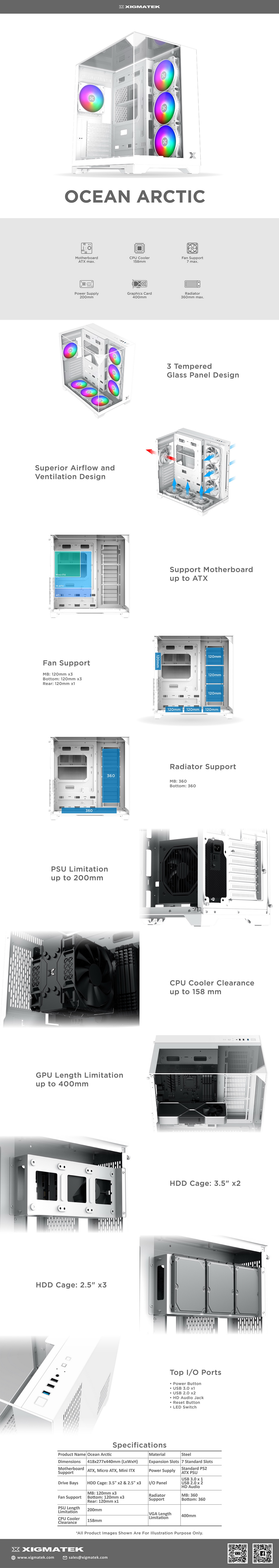 Vỏ case XIGMATEK OCEAN ARTIC