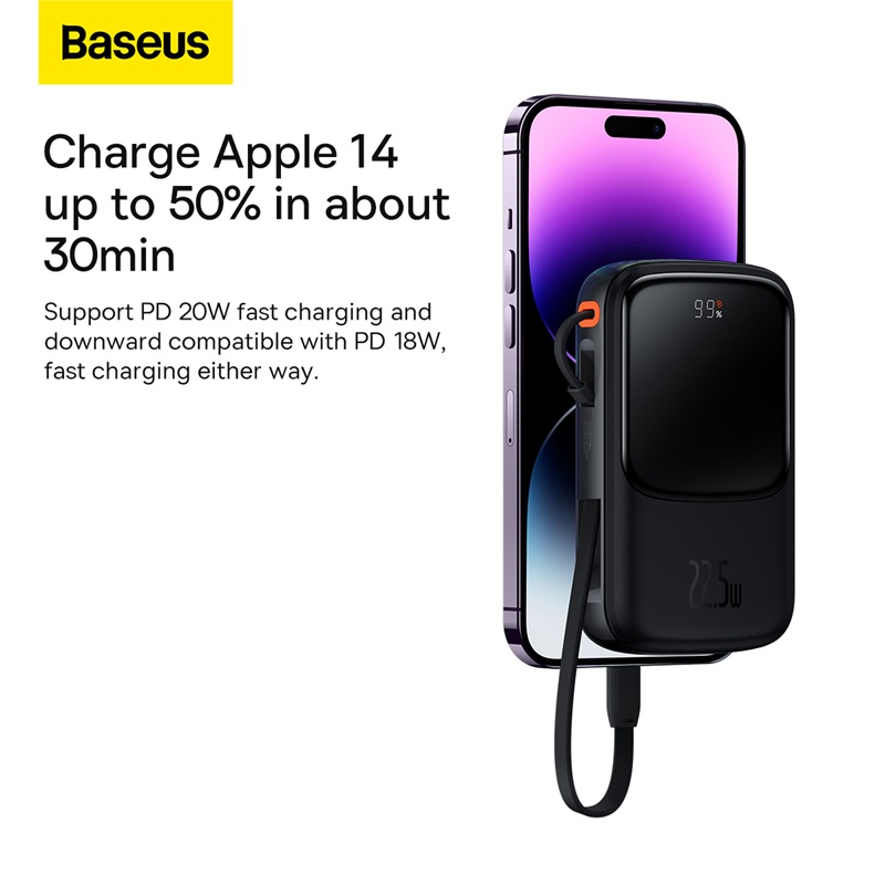 Pin sạc dự phòng Baseus Qpow Pro Digital Display Fast Charge 20.000mAh 20W iP Edition - Màu đen2