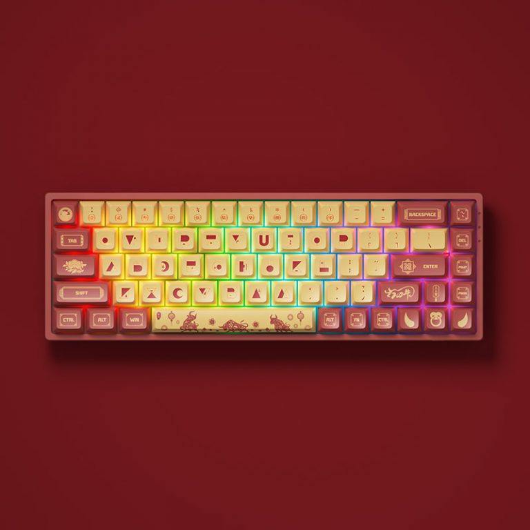 Bàn phím không dây Akko 3068 V2 Year Of Ox Rose Red (Bluetooth/RGB/PBT/Akko CS sw) trang bị led rgb và bộ keycap cao cấp