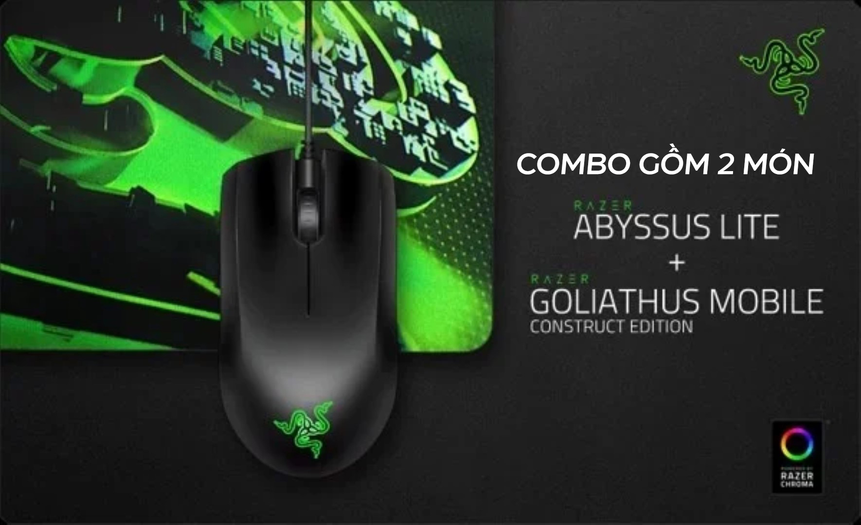 Bộ Chuột Pad game Razer Abyssus Lite - Goliathus Mobile Construct (USB/RGB) (RZ83-02730100-B3M1)