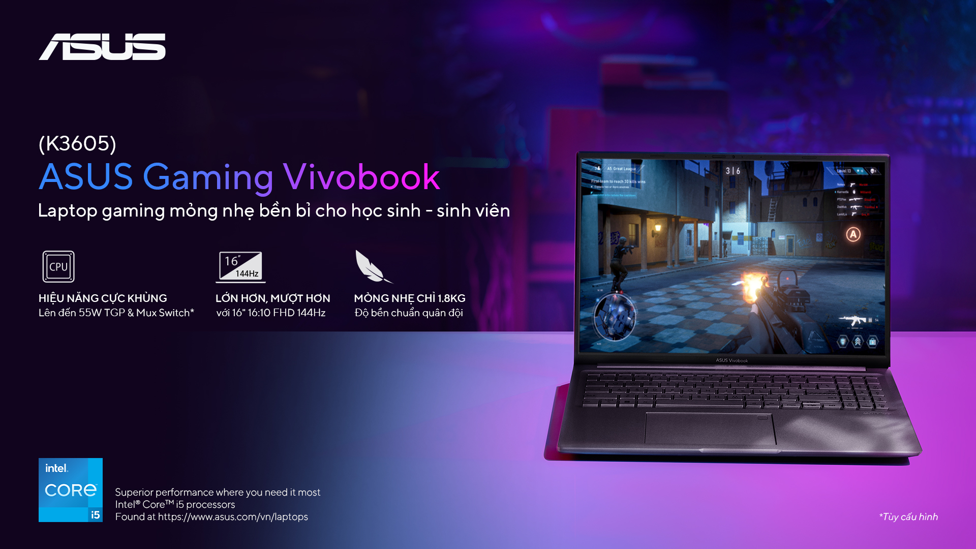 Laptop Asus Gaming Vivobook K3605ZF