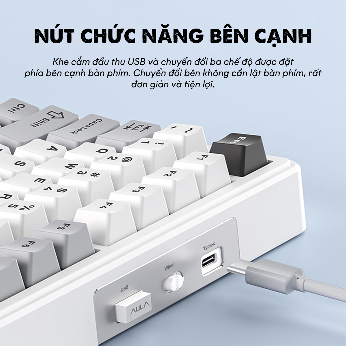 Bàn phím cơ AULA F99 3 mode (Xanh dương/Trắng/Tím) 12