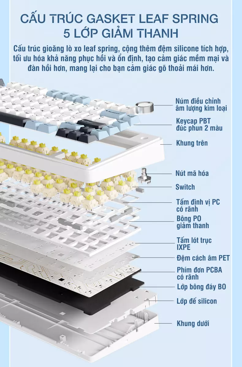 Bàn phím cơ gaming AULA F75/F75 Pro 5