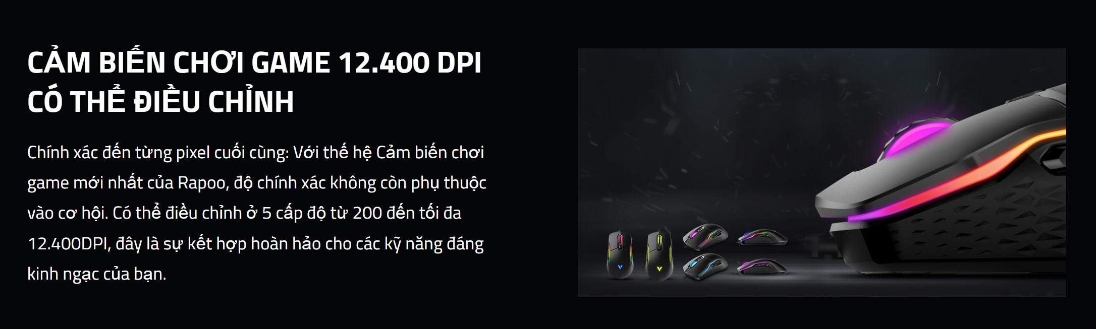 Chuột Gaming có dây Rapoo VT200 màu đen Led RGB