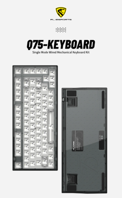 Kit bàn phím cơ FLEsport Q75 Crystal Grey (Case, Plate, PCB, LED) 1