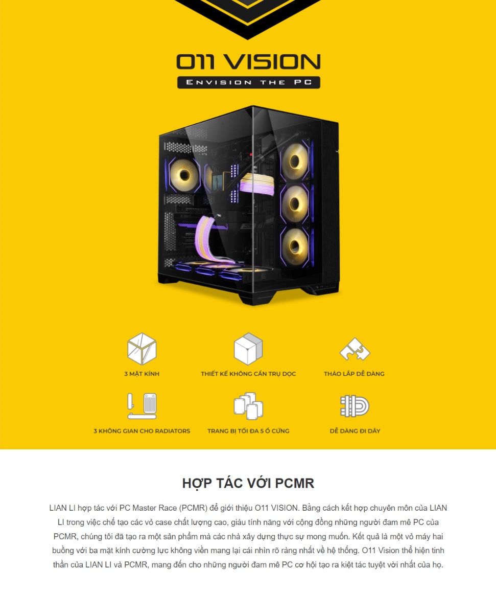 Vỏ case Lian Li O11D VISION Chrome (EATX/Full Tower/Màu Chrome)