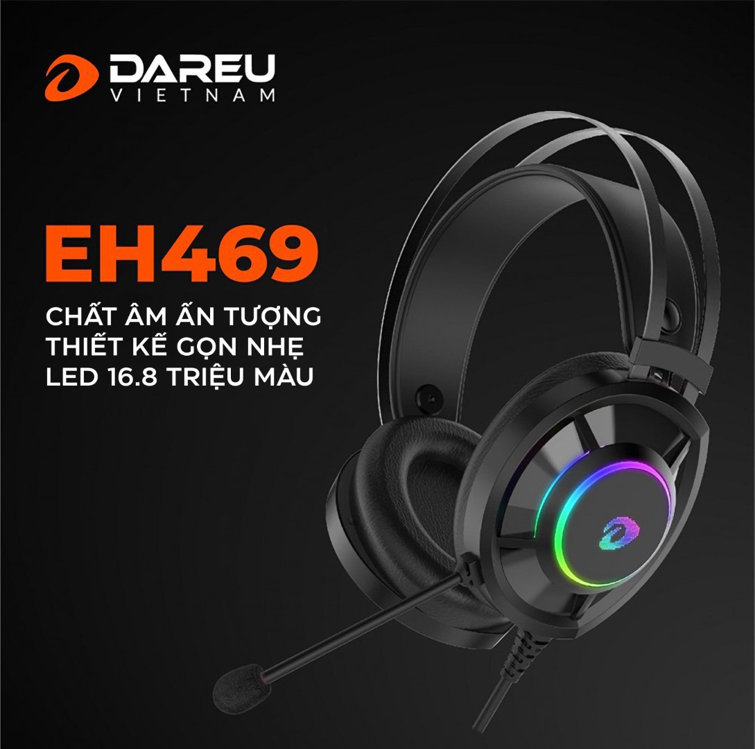 Tai Nghe Dareu EH469 RGB (USB, 7.1, LED RGB, Black)