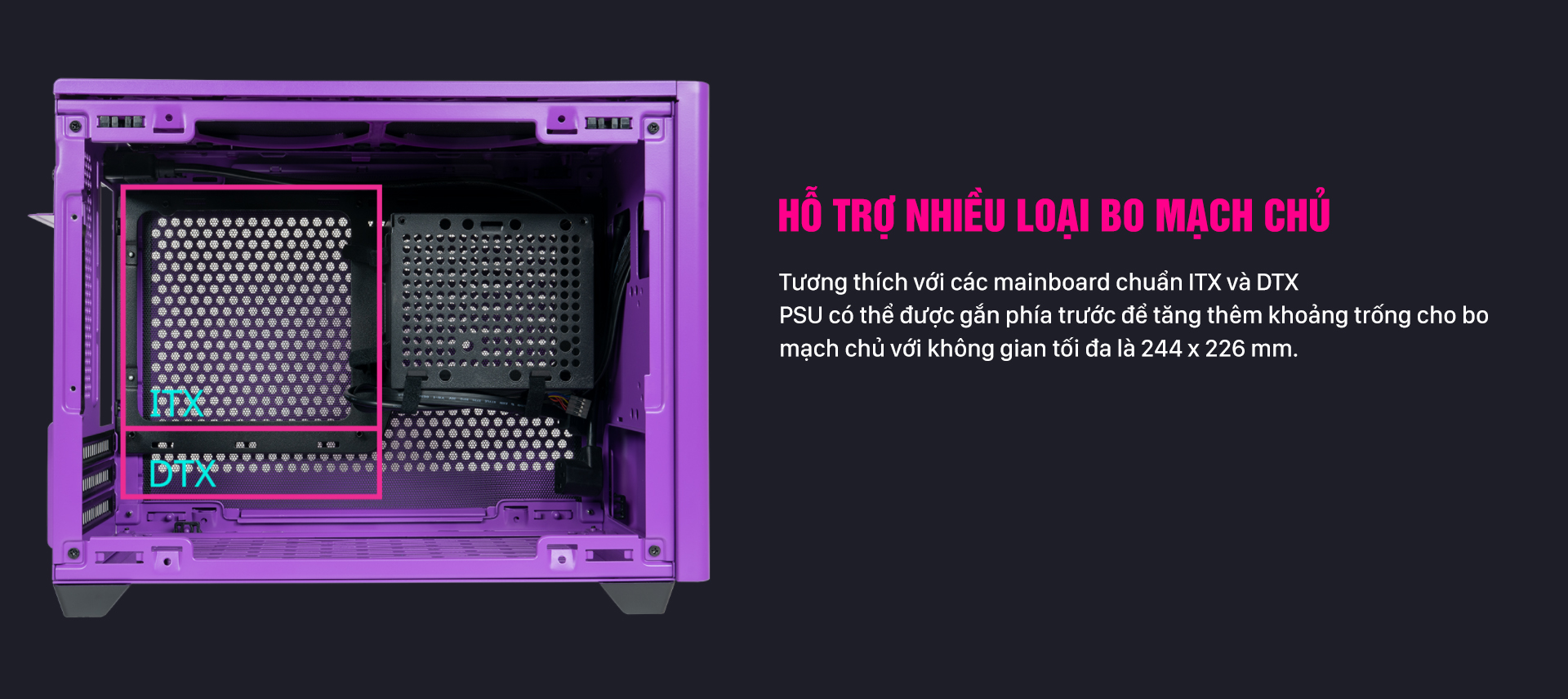 Vỏ case Cooler Master MasterBox NR200P Purple  (Mini ITX Tower/Màu Tím)