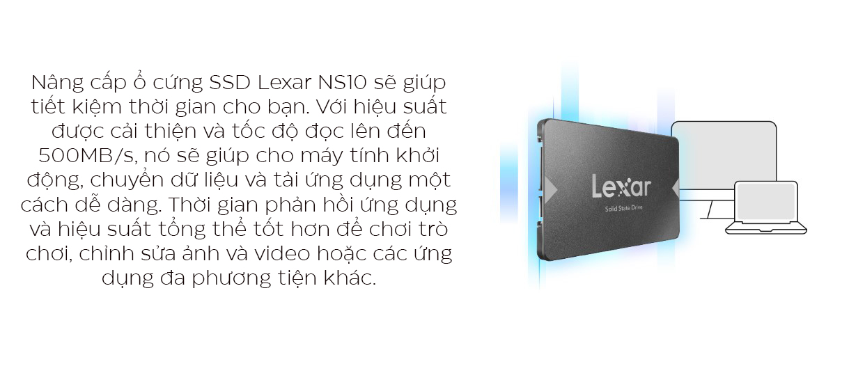 Ổ cứng SSD Lexar NS100 128GB Sata3 2.5 inch (Đoc 520MB/s - Ghi 450MB/s) 