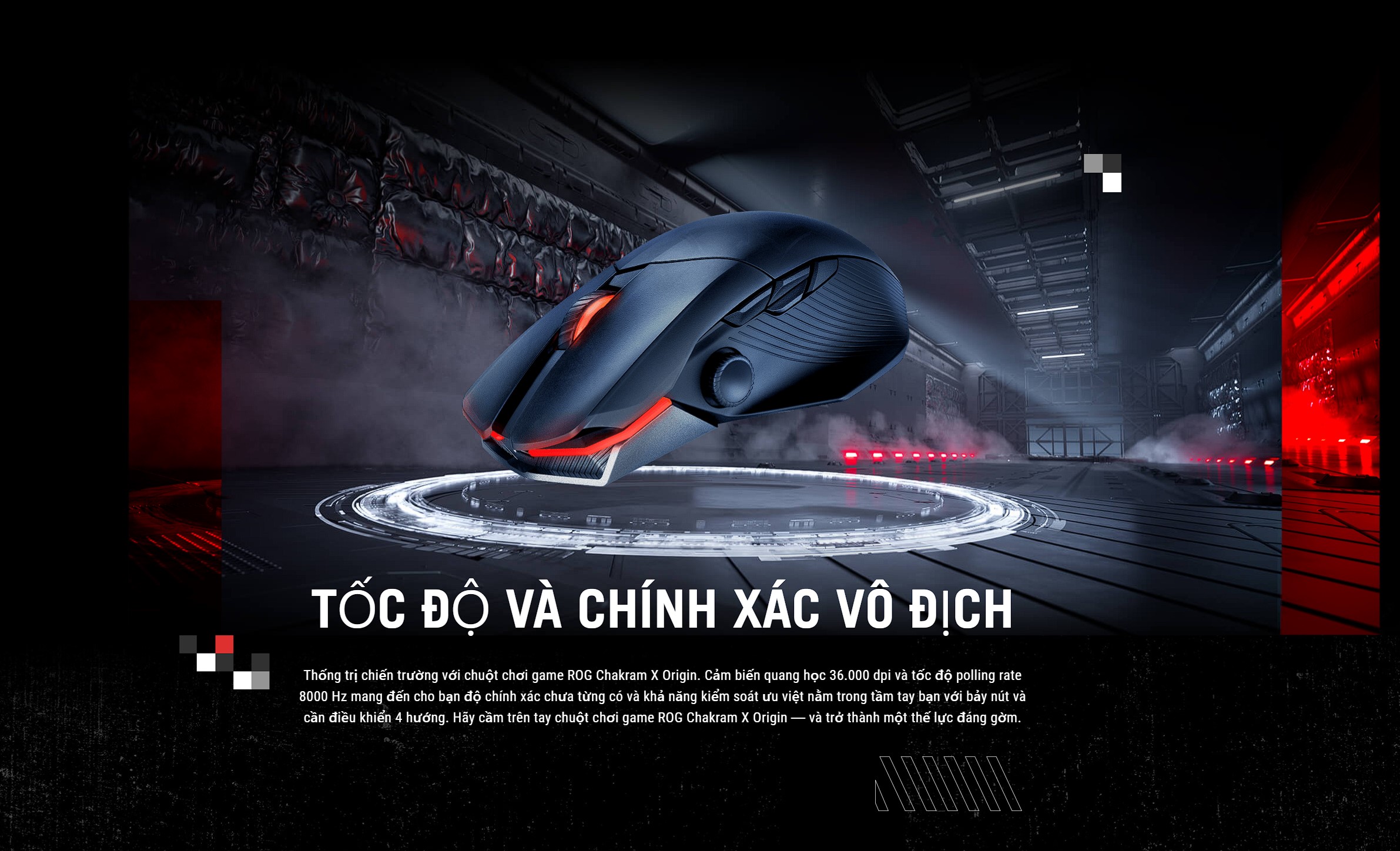 Chuột Gaming không dây ASUS ROG Chakram X Origin (RGB Wireless + Bluetooth + USB) - 90MP02N1-BMUA00