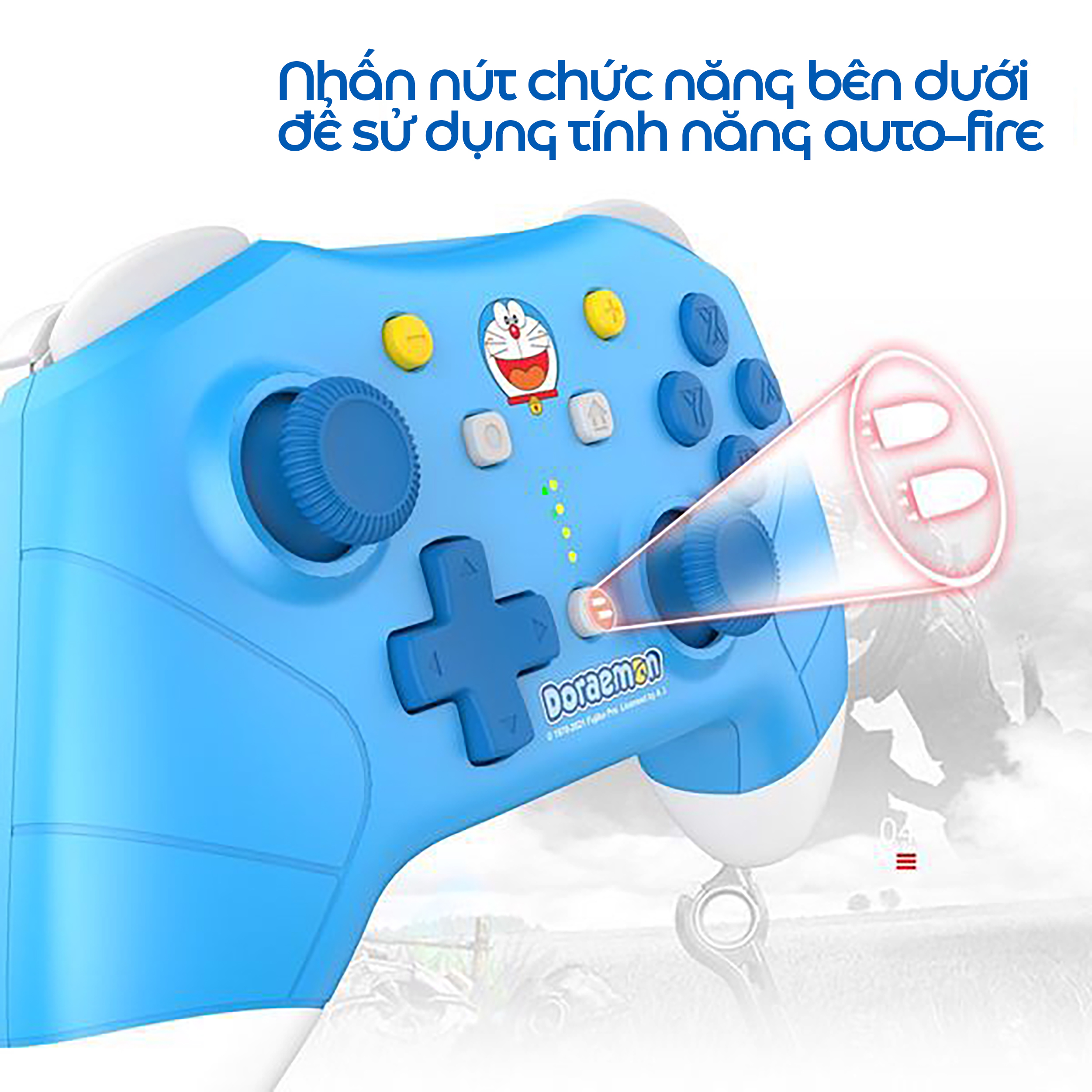 Tay cầm chơi game không dây IINE Pro Controller cho Nintendo Switch/PC, Doraemon