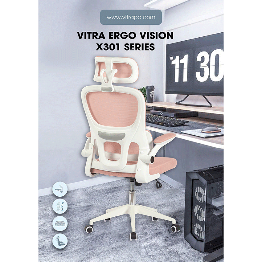 Ghế Công Thái Học VITRA ERGO VISION X301 Pink/White