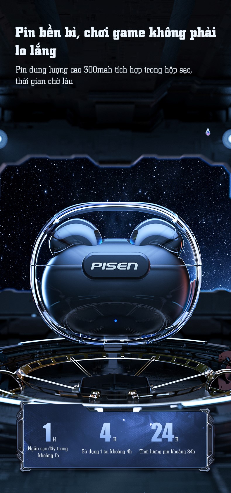 Tai nghe không dây Pisen A-Buds 3 Pro Gaming Esport LV12AB