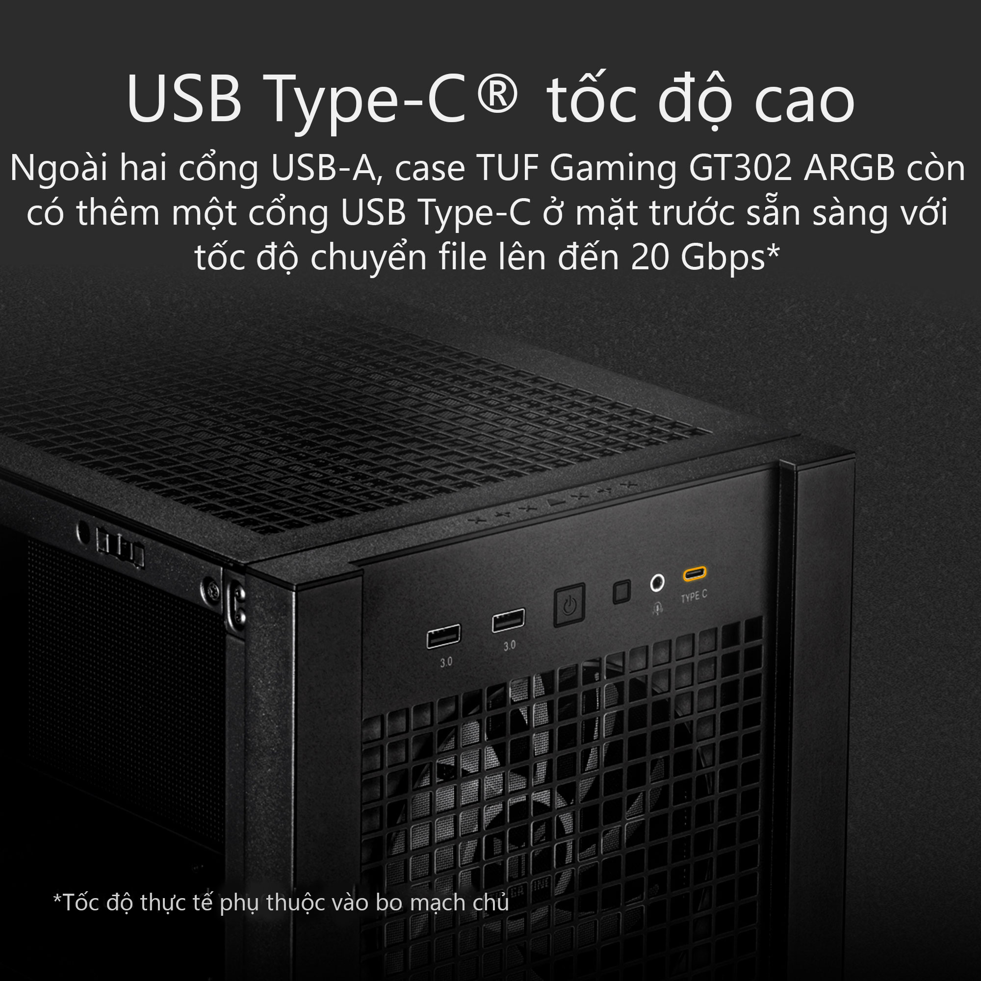 Vỏ Case Asus TUF Gaming GT302 ARGB Black (eATX/Full Tower/ Màu Đen) 