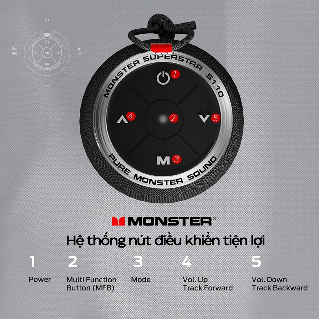 Loa di động Monster S110 Superstar - Màu đen