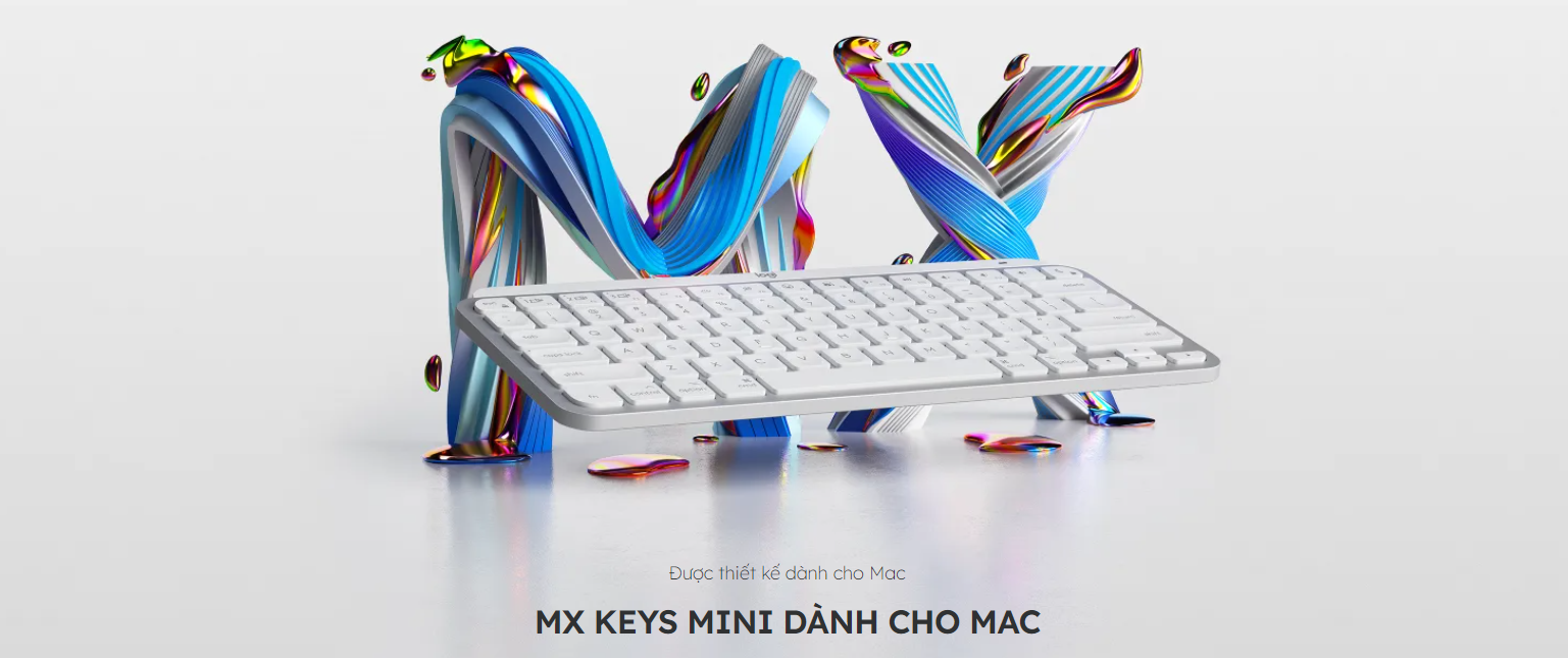 Bàn phím Không dây Logitech MX Keys Mini Pale Grey for MAC (USB/Bluetooth/xám trắng) 1