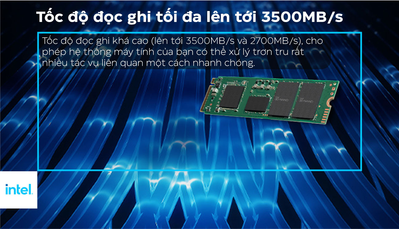 Ổ cứng SSD Intel 670p 512GB NVMe M.2 2280 PCIe Gen 3.0x4 (Đọc 3000MB/s - Ghi 1600MB/s) - (SSDPEKNU512GZX1