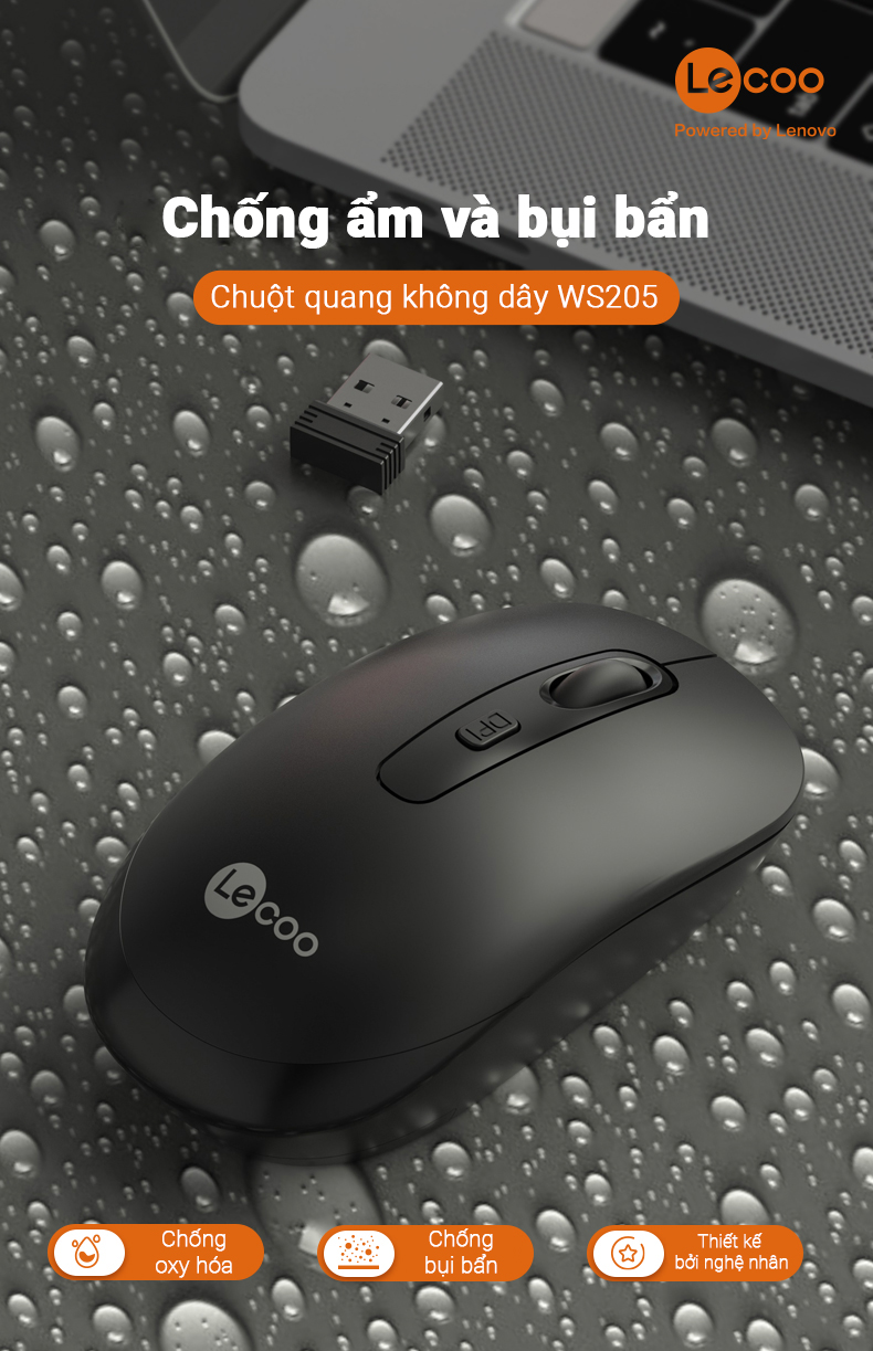 Chuột không dây Lecoo WS205 Wireless 4
