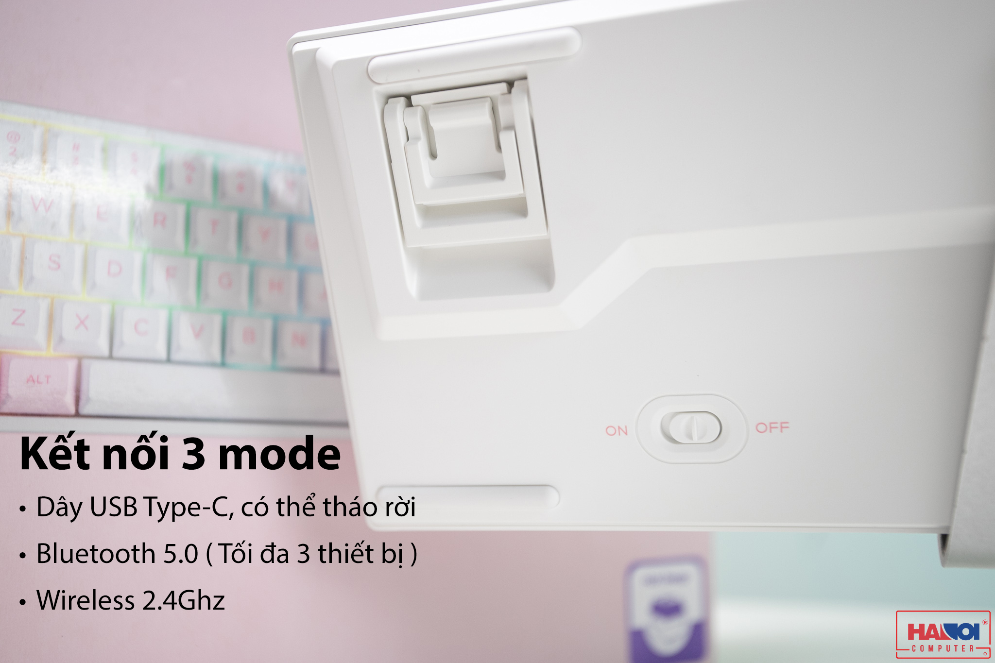 Bàn phím cơ Không dây Akko 3068B Multi Mode Prunus Lannesiana Pink sw (Akko CS Jelly/USB/RGB/Hotswap) 3
