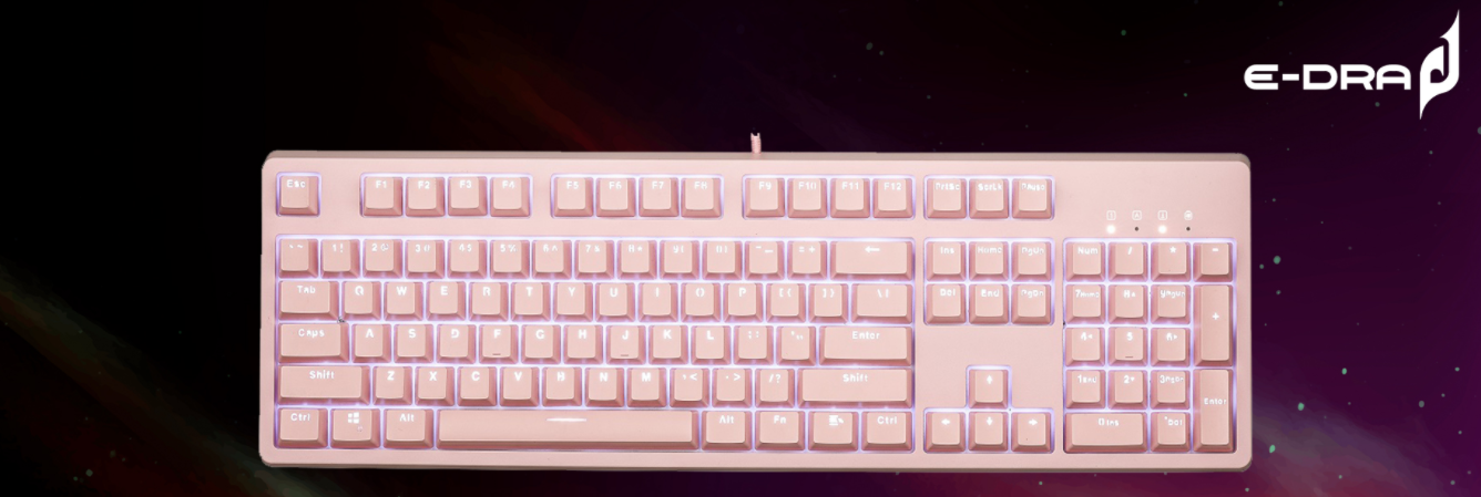 Bàn phím cơ Edra EK3104 pink Huano blue sw (usb/màu hồng/led trắng) 1