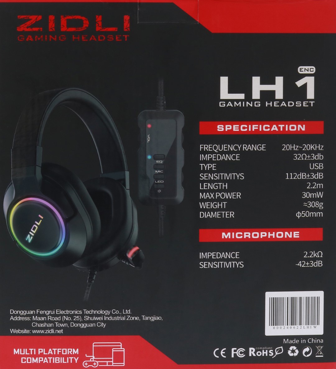 Tai nghe Gaming Zidli LH1 (7.1, USB, LED RGB)