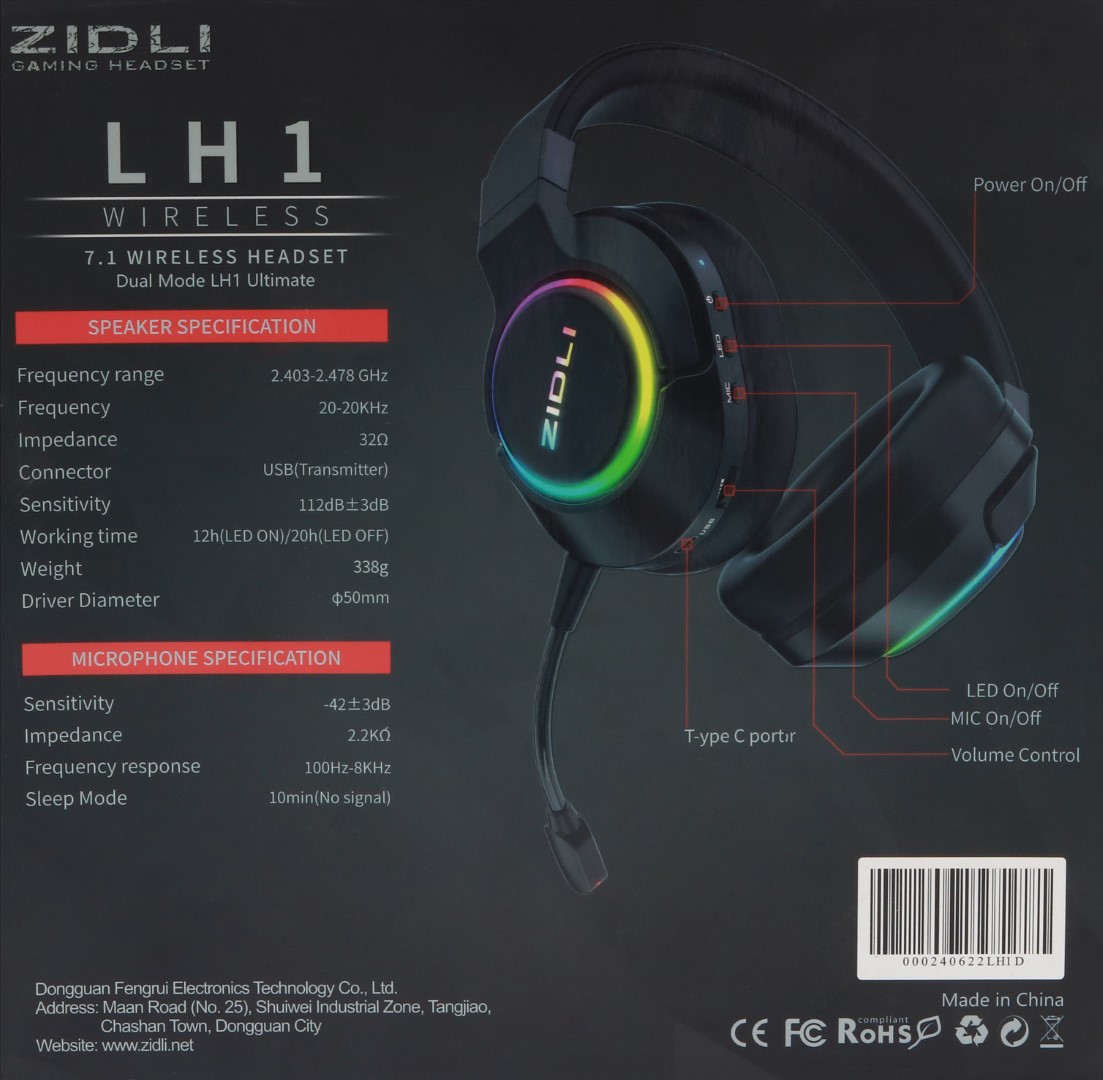 Tai nghe không dây Gaming Zidli LH1 Ultimate (7.1, 2.4G, LED RGB)