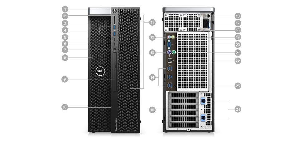 Workstation Dell Precision 5820 Tower XCTO Base (Xeon W-2223/16GB (2x8GB)  RAM/256GB SSD/P2200/DVDRW/K+M/Win 10 Pro) (42PT58DW28)
