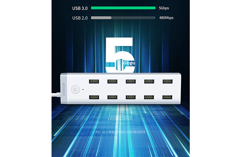 Bộ chia USB 3.0 từ 1 ra 10 cổng Ugreen 20297 Cao cấp (I