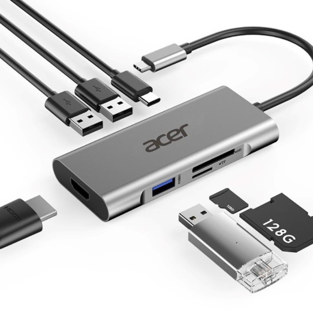 Bộ chuyển đổi 7 trong 1 Acer mini dock ZL.DCK11.023 (từ usb type c sang hdmi + usb 3.0 + sd + micro sd + pd) 1 