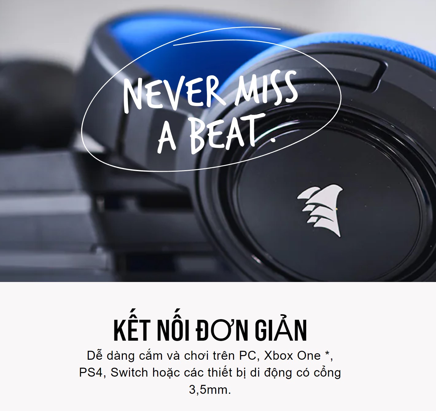 Tai nghe Corsair HS35 Stereo Blue