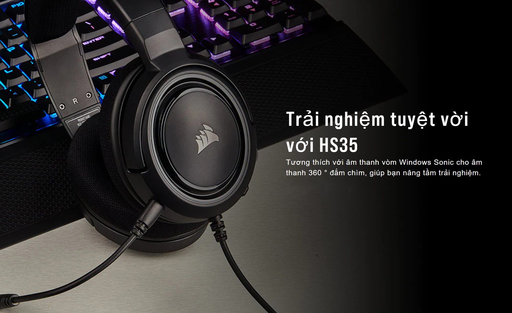 Tai nghe Corsair HS35 Stereo Carbon