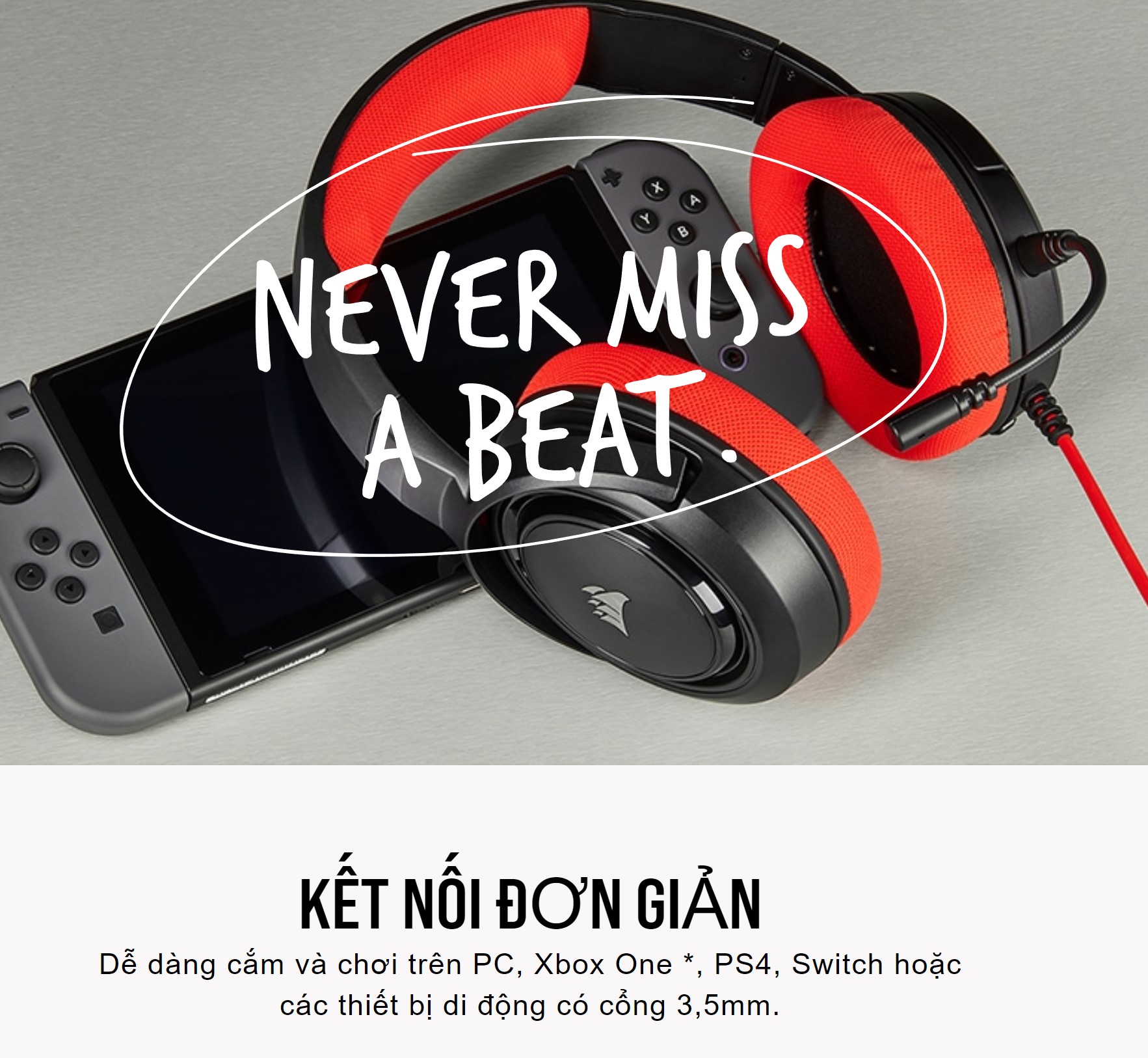 Tai nghe Corsair HS35 Stereo Red