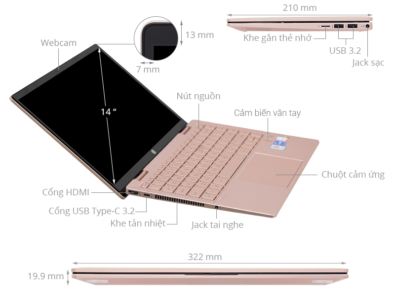 Laptop HP Pavilion X360 14-ek1048TU (80R26PA) 