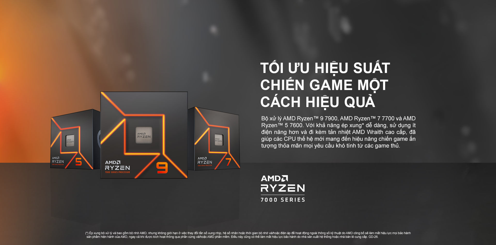 CPU AMD Ryzen 9 7900 (3.7 GHz Upto 5.4GHz / 76MB / 12 Cores, 24 Threads / 65W / Socket AM5) 