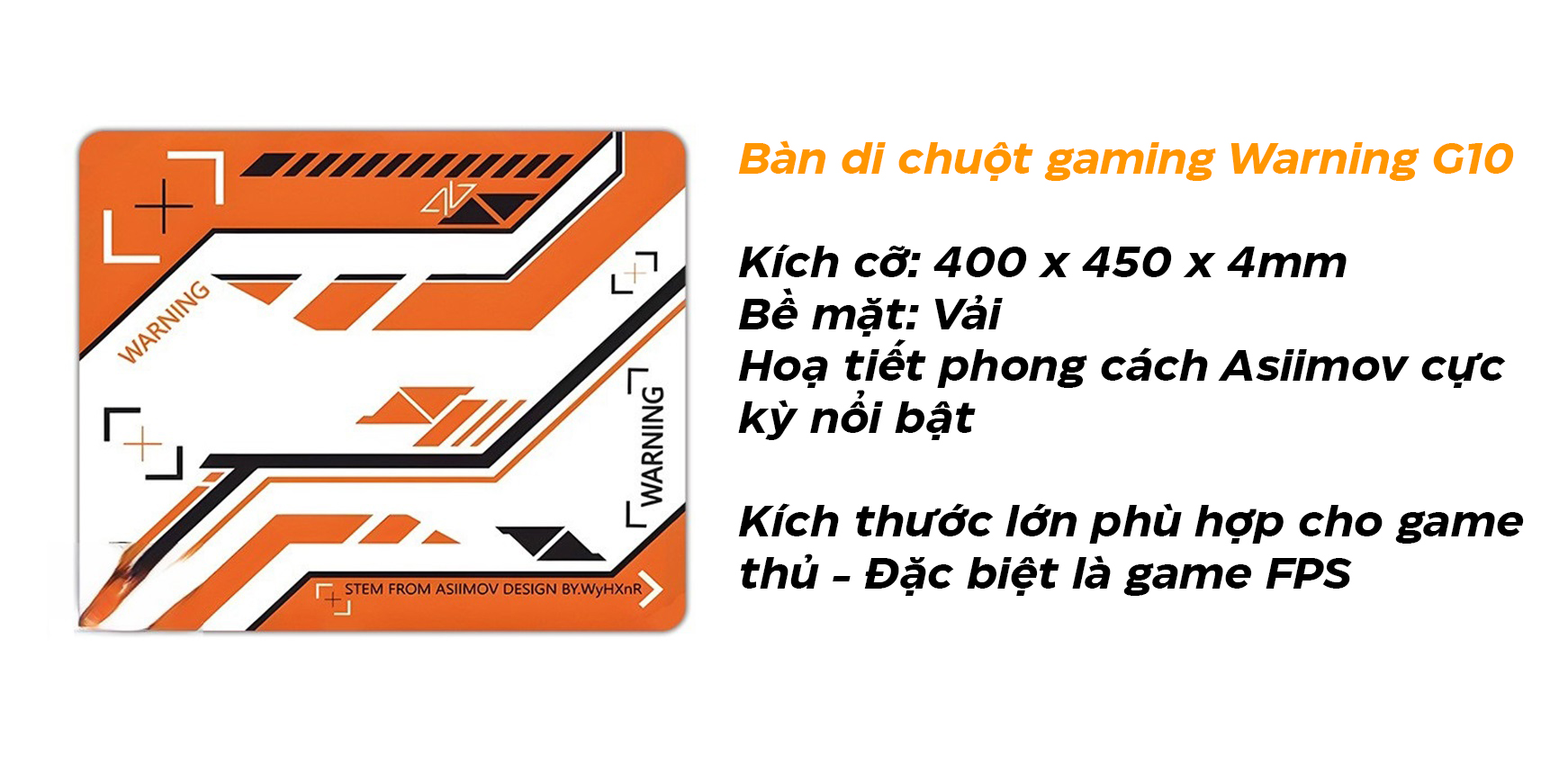 Bàn di chuột gaming Warning G10 400 x 450 x 4mm 1